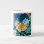 Floral met Scripture Verse, Waterverf Pansy Grote Koffiekop (Voorkant)