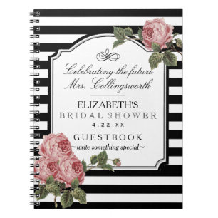 Floral met stripes Girly Vrijgezellenfeest Guestbo Notitieboek