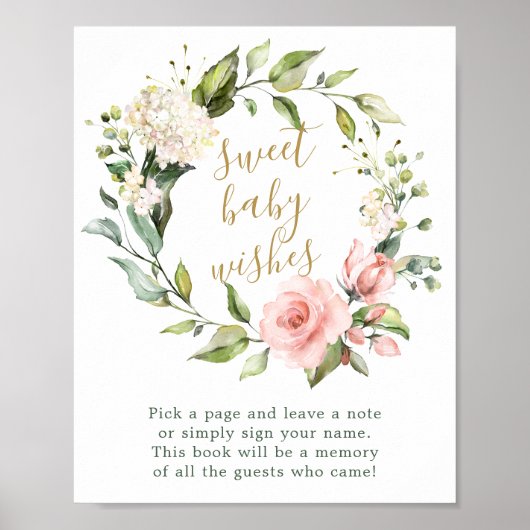 Floral met sweet Baby wenst gebaar Poster (Voorkant)