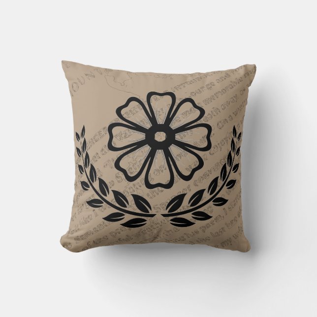 Floral met tekst - Polyester Pillow 16 x 16 inch Kussen (Voorkant)
