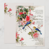  Floral met uitnodiging voor een vogelhuwelijk (Voorkant / Achterkant)