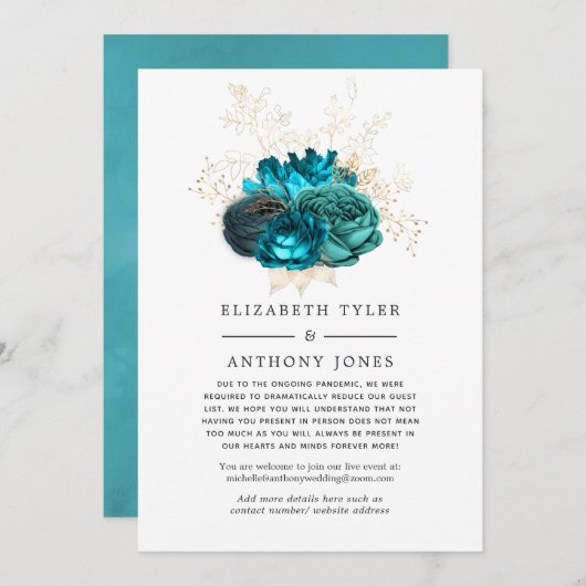 Floral met verlaagde gastlijst voor Turquoise & Go Aankondiging (Voorkant / Achterkant)