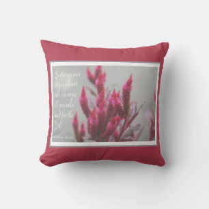 Floral met vers uit Psalm 31:24 Kussen