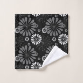 Floral met zwarte en witte retro bad handdoek (Wasdoekje)