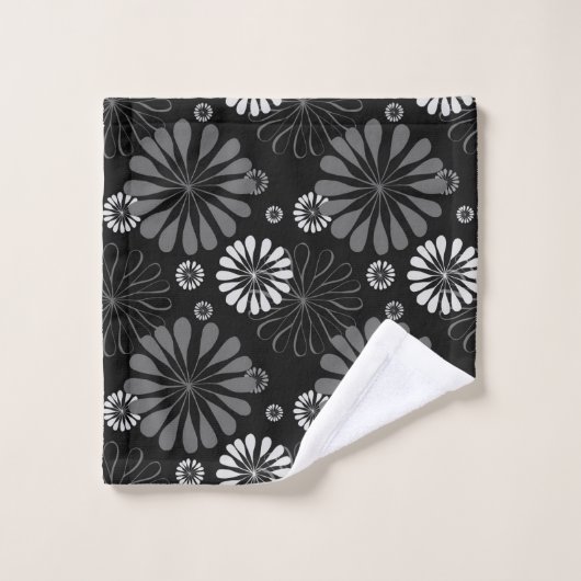 Floral met zwarte en witte retro bad handdoek (Wasdoekje)