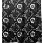 Floral met zwarte en witte retro douchegordijn (Voorkant)