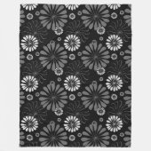 Floral met zwarte en witte retro fleece deken (Voorkant)