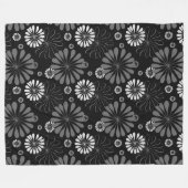 Floral met zwarte en witte retro fleece deken (Voorkant (Horizontaal))