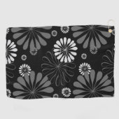 Floral met zwarte en witte retro golfhanddoek (Horizontaal)