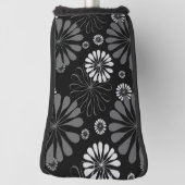 Floral met zwarte en witte retro golfheadcover (Draai 90)