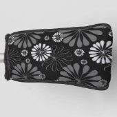 Floral met zwarte en witte retro golfheadcover (Voorkant)