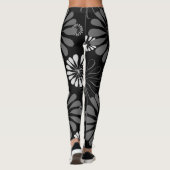 Floral met zwarte en witte retro leggings (Achterkant)