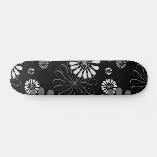 Floral met zwarte en witte retro persoonlijk skateboard (Horizontaal)