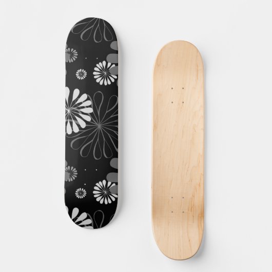 Floral met zwarte en witte retro persoonlijk skateboard (Voorkant)
