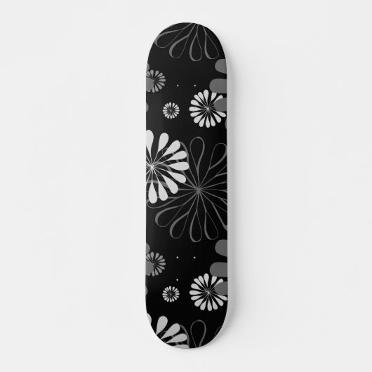 Floral met zwarte en witte retro persoonlijk skateboard (Voorkant)