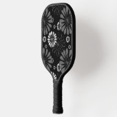Floral met zwarte en witte retro pickleball paddle (Links)