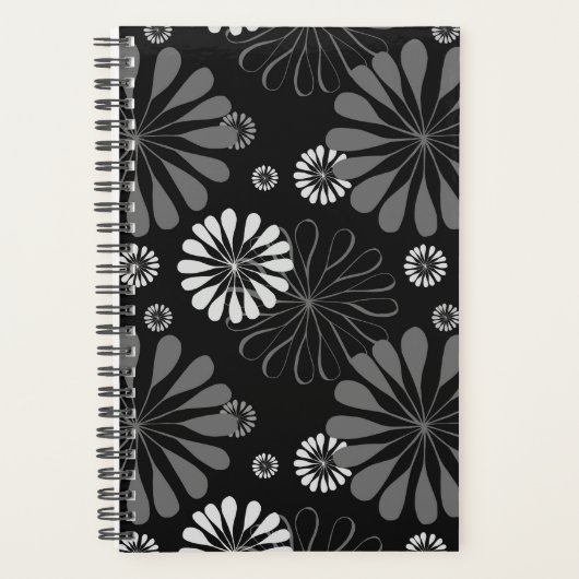 Floral met zwarte en witte retro planner (Voorkant)