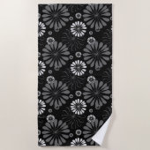 Floral met zwarte en witte retro strandlaken (Voorkant)