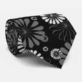 Floral met zwarte en witte retro stropdas (Opgerold)