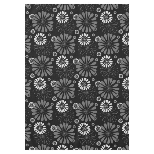 Floral met zwarte en witte retro tafelkleed (Voorkant)