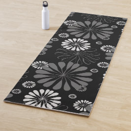 Floral met zwarte en witte retro yogamat