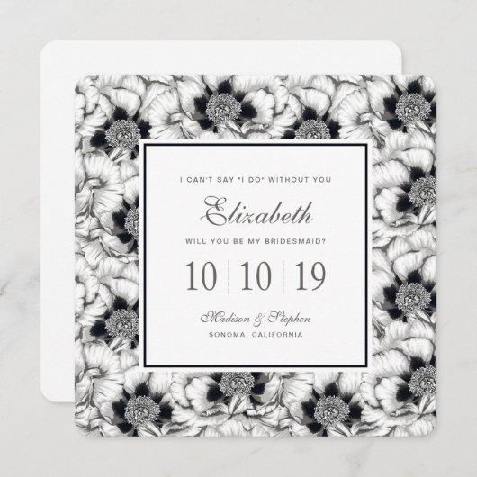 Floral met zwarte & witte handtekeningen - Bridesm Kaart (Voorkant / Achterkant)