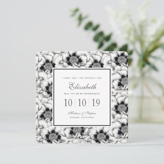 Floral met zwarte & witte handtekeningen - Bridesm Kaart (Staand voorkant)