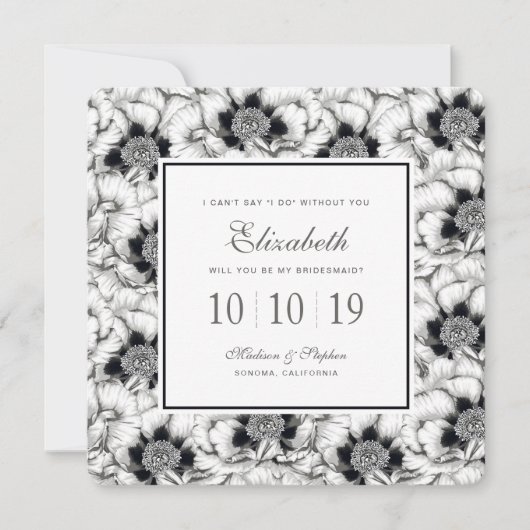Floral met zwarte & witte handtekeningen - Bridesm Kaart (Voorkant)