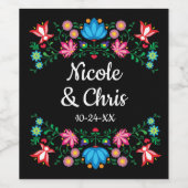 Floral Mexicaanse Bruiloft wijn labels Wijn Etiket (Enkel label)