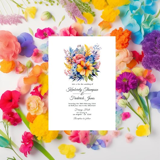 Floral Mexicaanse Fiesta Bloemen Bruiloft Kaart