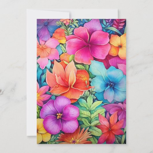 Floral Mexicaanse Fiesta Bloemen Bruiloft Kaart (Achterkant)