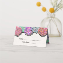 Floral Mexicaanse Fiesta Mandala tafelkaarten