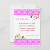 Floral Mexicaanse Fiesta & Papel Picado Wit Save The Date (Achterkant)