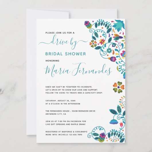 Floral Mexicaanse stijl rijden per Vrijgezellenfee Kaart (Voorkant)