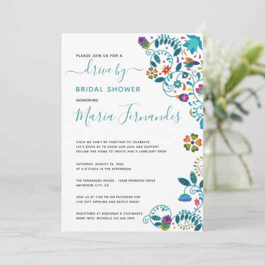 Floral Mexicaanse stijl rijden per Vrijgezellenfee Kaart (Staand voorkant)