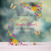 Floral Mexicaanse tiara vlinder mis quinceañera Acryl Bord (Neutraal)