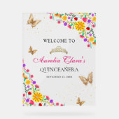 Floral Mexicaanse tiara vlinder mis quinceañera Acryl Bord (Voorkant)
