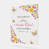 Floral Mexicaanse tiara vlinder mis quinceañera Acryl Bord (Hoek)