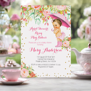 Floral Mexican Baby April Showers Baby shower Kaart