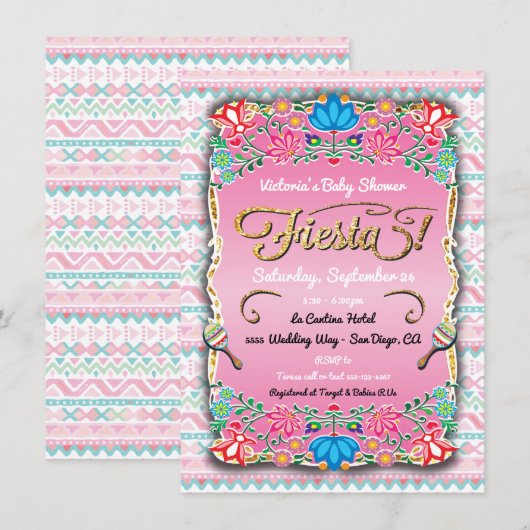 Floral Mexican Fiesta Baby shower Kaart (Voorkant / Achterkant)
