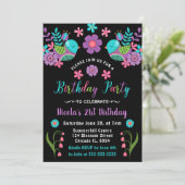 Floral Mexican Fiesta Birthday Party Kaart (Staand voorkant)
