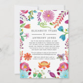 Floral Mexican Fiesta Reduced Wedding Guest List Aankondiging (Voorkant)