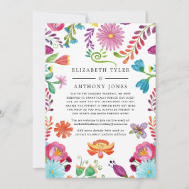 Floral Mexican Fiesta Reduced Wedding Guest List Aankondiging