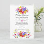 Floral Mexican Fiesta Virtual Vrijgezellenfeest Kaart (Staand voorkant)