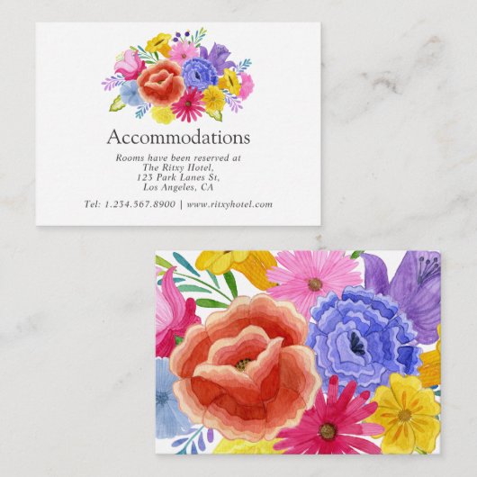Floral Mexican Fiesta Wedding Accommodations Informatiekaartje (Voorkant / Achterkant)