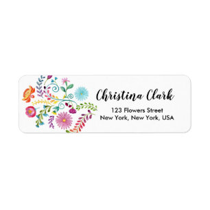 Floral Mexican Flowers Cute Personalized Custom Etiket