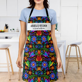 Floral Mexican Pattern Abuela's Kitchen Custom Schort