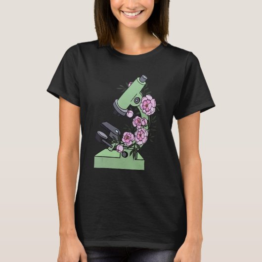 Floral Microscope Medical Laboratory Biology Micro T-shirt (Voorkant)