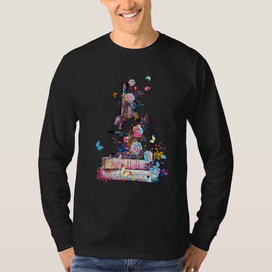 Floral Microscope Medical Laboratory Biology Micro T-shirt (Voorkant)