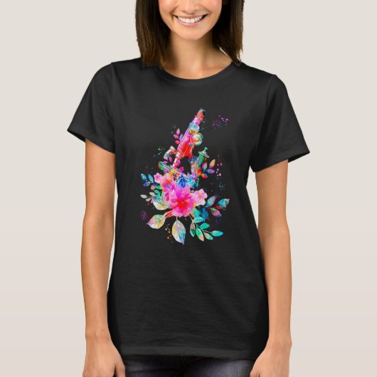Floral Microscope Medical Laboratory Tools Microbi T-shirt (Voorkant)